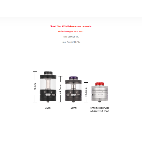 Steam Crave Aromamizer Titan V2 RDTA Atomizer Camı