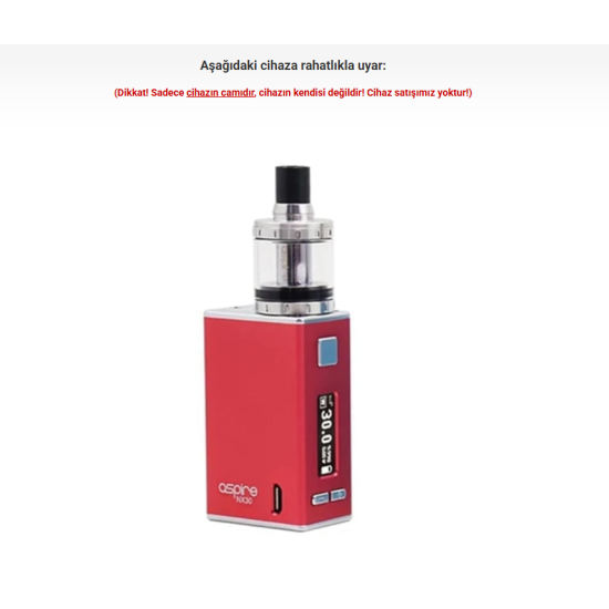 Aspire X30 Atomizer Camı