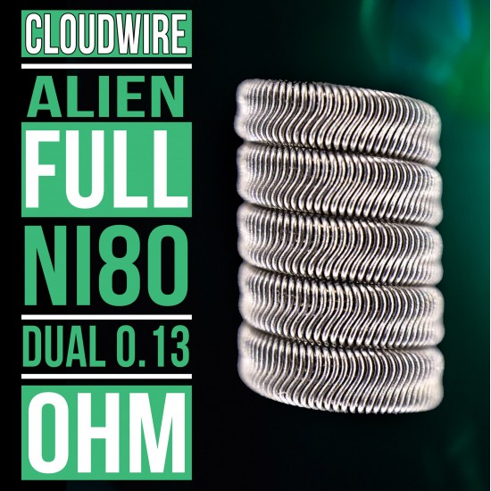 CloudWire Alien Wire - Ni80 - Dual 0.13 Ohm - 4 Hazır Sarım Tel - A+ Kalite CloudWire Alien Wire - Ni80 - Dual 0.13 Ohm - 4 Hazır Sarım Tel - A+ Kalite