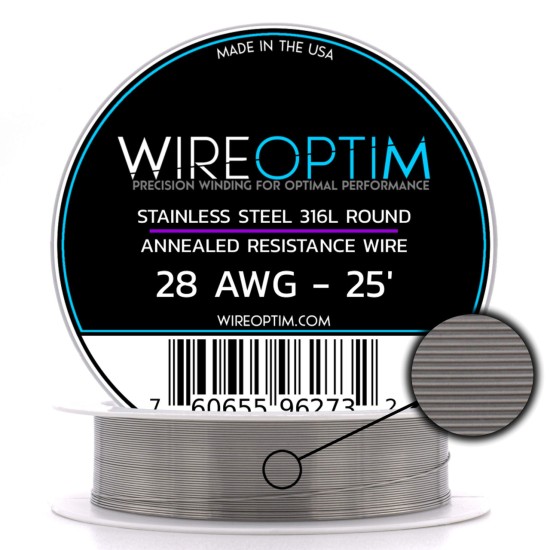 Wire Optim | SS316L - 28 GA Makara Rezistans Teli - 25 FT - Orijinal