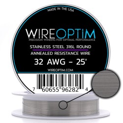 Wire Optim | SS316L - 32 GA Makara Rezistans Teli - 25 FT - Orijinal