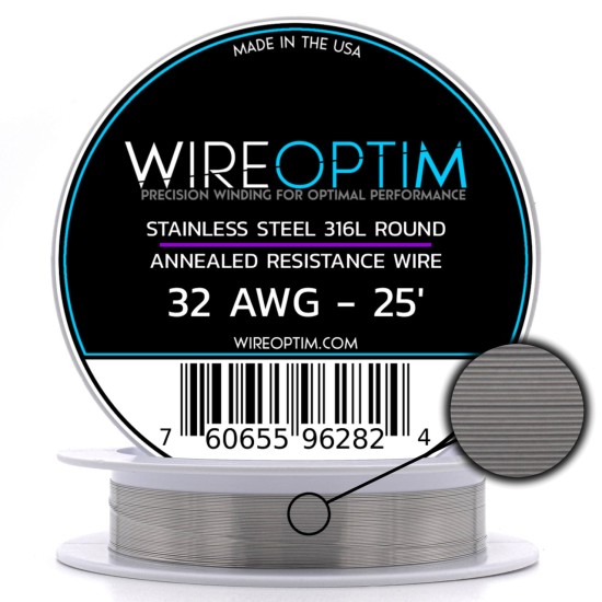 Wire Optim | SS316L - 32 GA Makara Rezistans Teli - 25 FT - Orijinal