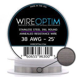 Wire Optim | SS316L - 38 GA Makara Rezistans Teli - 25 FT - Orijinal