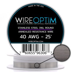Wire Optim | SS316L - 40 GA Makara Rezistans Teli - 25 FT - Orijinal