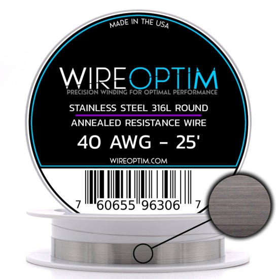 Wire Optim | SS316L - 40 GA Makara Rezistans Teli - 25 FT - Orijinal