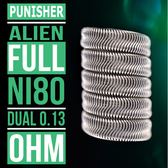 Punisher - Alien Clapton - Ni80 - Dual 0.13 Ohm | 4 Adet - Performans Teli Punisher - Alien Clapton - Ni80 - Dual 0.13 Ohm | 4 Adet - Performans Teli