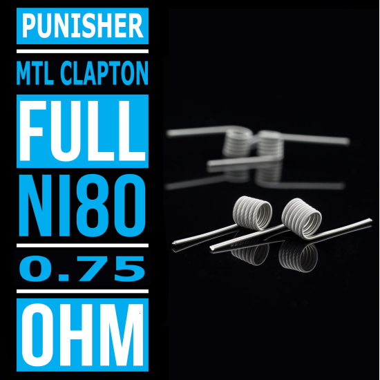 Punisher - MTL Fused Clapton - Ni80 - 0.75 Ohm | 4 Adet - Performans Teli Punisher - MTL Fused Clapton - Ni80 - 0.75 Ohm | 4 Adet - Performans Teli