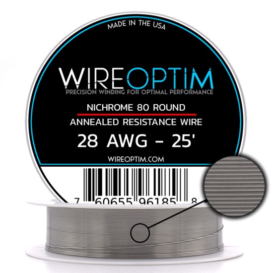 Wire Optim | Nichrome 80 - 28 GA Makara Rezistans Teli - 25 FT - Orijinal Wire Optim | Nichrome 80 - 28 GA Makara Rezistans Teli - 25 FT - Orijinal