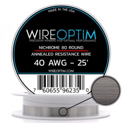 Wire Optim | Nichrome 80 - 40 GA Makara Rezistans Teli - 25 FT - Orijinal