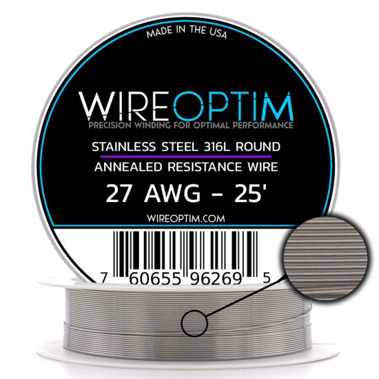 Wire Optim | SS316L - 27 GA Makara Rezistans Teli - 25 FT - Orijinal Wire Optim | SS316L - 27 GA Makara Rezistans Teli - 25 FT - Orijinal