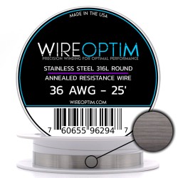 Wire Optim | SS316L - 36 GA Makara Rezistans Teli - 25 FT - Orijinal