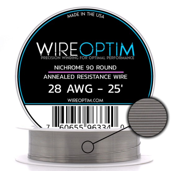Wire Optim | Nichrome 90 - 28 GA Makara Rezistans Teli - 25 FT - Orijinal