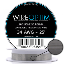 Wire Optim | Nichrome 90 - 34 GA Makara Rezistans Teli - 25 FT - Orijinal
