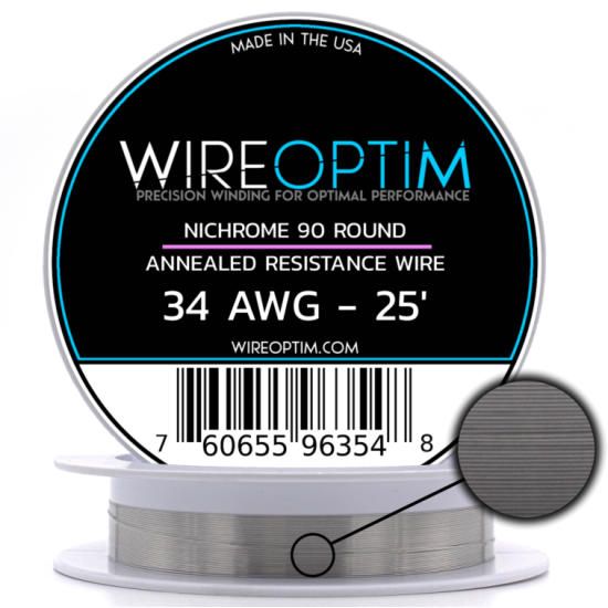 Wire Optim | Nichrome 90 - 34 GA Makara Rezistans Teli - 25 FT - Orijinal