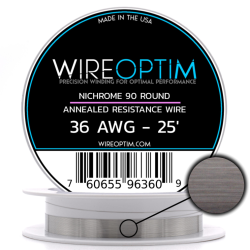 Wire Optim | Nichrome 90 - 36 GA Makara Rezistans Teli - 25 FT - Orijinal